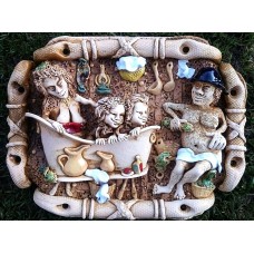 Panno Sauna Ceramic Picture Clay Handmade Wallpendant Funny Summerhouse    263483635905